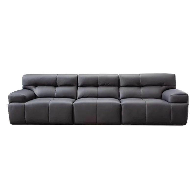 

-ss Vintage Style First Layer Cowhide High Back Sofa Modern Light Luxury Living Room Straight Row Leather Sofa