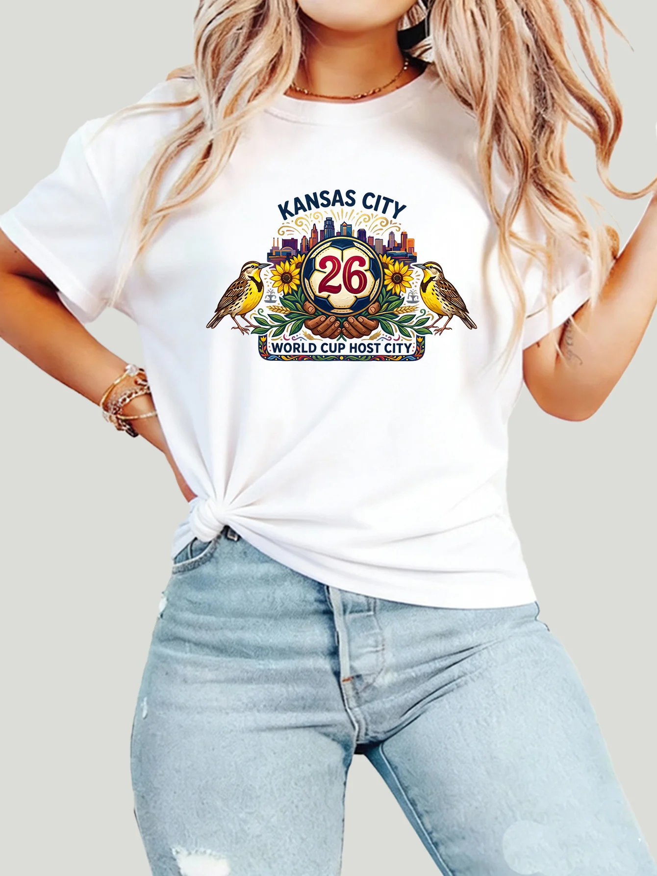 

Women's plus Size T-Shirt round Neck Short Sleeve Printed 1-7XL Comfortable Casual Top for Ladies (Fan Gear)