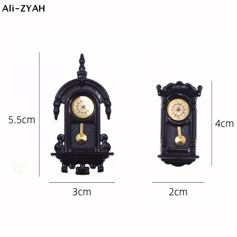 1/12 Dollhouse Vintage Simulation Wall Clock Model Doll Home Clock Living Room Decor Toy Dolls House Micro Scene Accessories