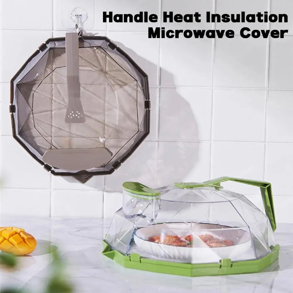 Food Splatter Guard Kitchen Gadgets Microwave Food Cover with Handle Heat Resistant Splash Proof Lid Oven Dish Splatter Guard