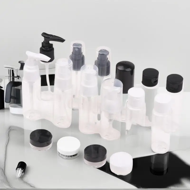 11 pièces/ensemble ensemble de bouteilles de voyage bouteille rechargeable doux PET Lotion shampooing conteneur Tube à presser bouteille vide