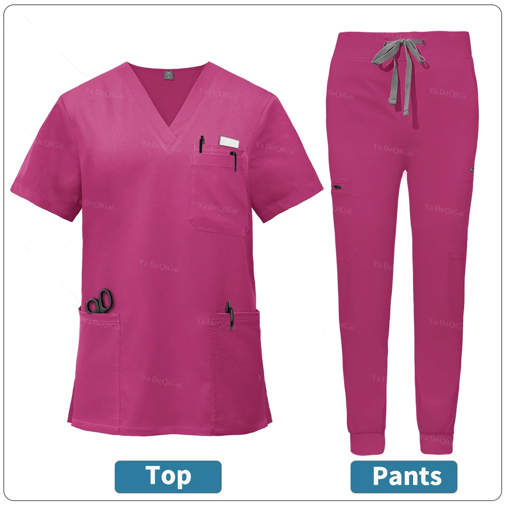 Set scrub in tessuto alto Uniformi infermieristiche per donna Uomo Set anestesista Top Pantaloni da jogging Uniformi mediche chirurgiche Abbigliamento da lavoro medico