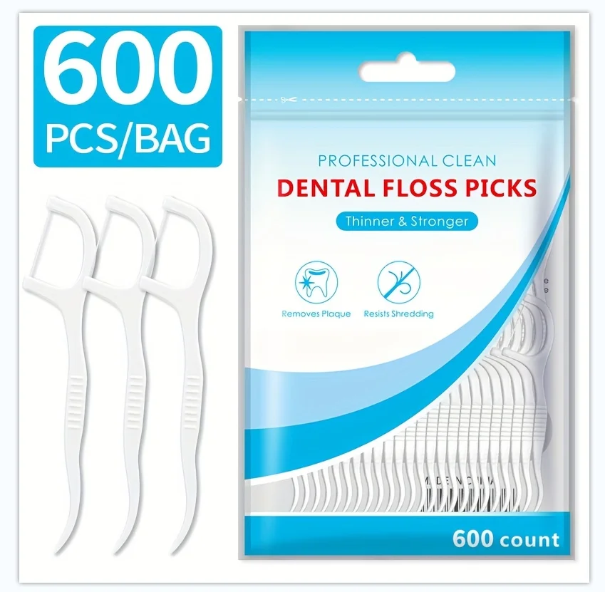 600 ultra-thin disposable dental floss sticks - a must-have portable dental floss stick for going out