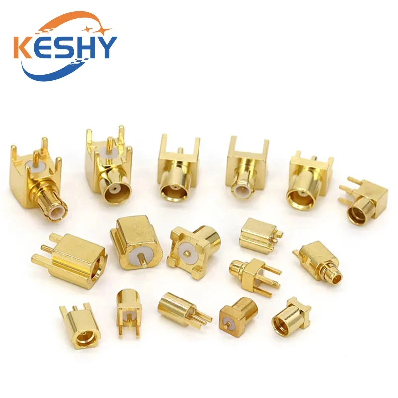 1-10 peças mcx mmcx macho/fêmea conector pcb montagem com solda ângulo reto 90 graus banhado a ouro conector de 3 pinos