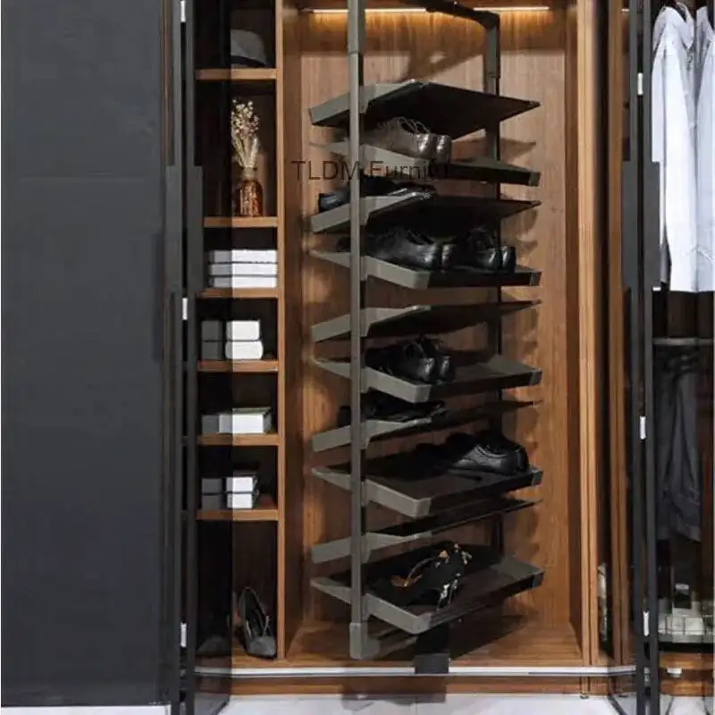 Shoe Adjustable 360° Home Rotating Aluminum Alloy Shoe Rack Cabinets Multi-layer Height Customized Storage Artifact Shoe Rack N