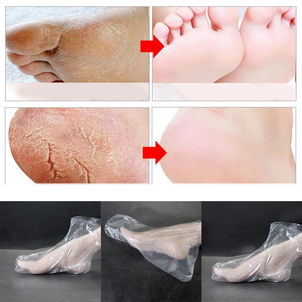 100PCS PE Plastic Transprent Disposable Foot Bags Detox SPA Covers Pedicure Prevent Infection Remove Chapped Foot Care Tools