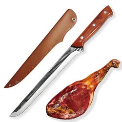 RZD Slicing Carving Knife Slicing Carving Knife 8.5'' inch Forged Steel Blade Wooden Handle Spanish Style Meat Ham Slicer Knife