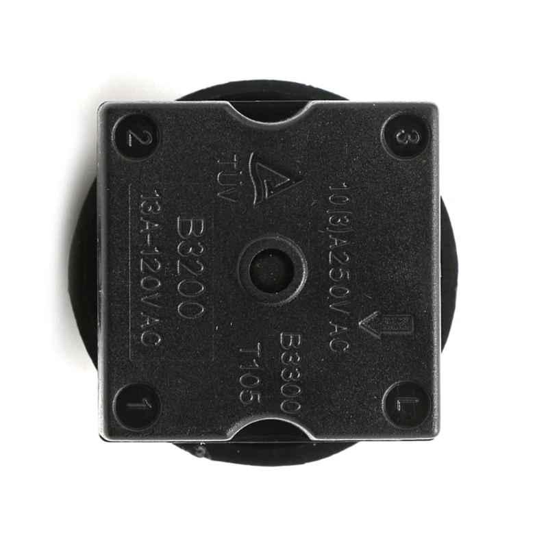 Fan Selector Rotary Switch with Black Control Knobs 4-Position 3-Speed Square Fan Heater Speed Selector 13AMP 120V-250V