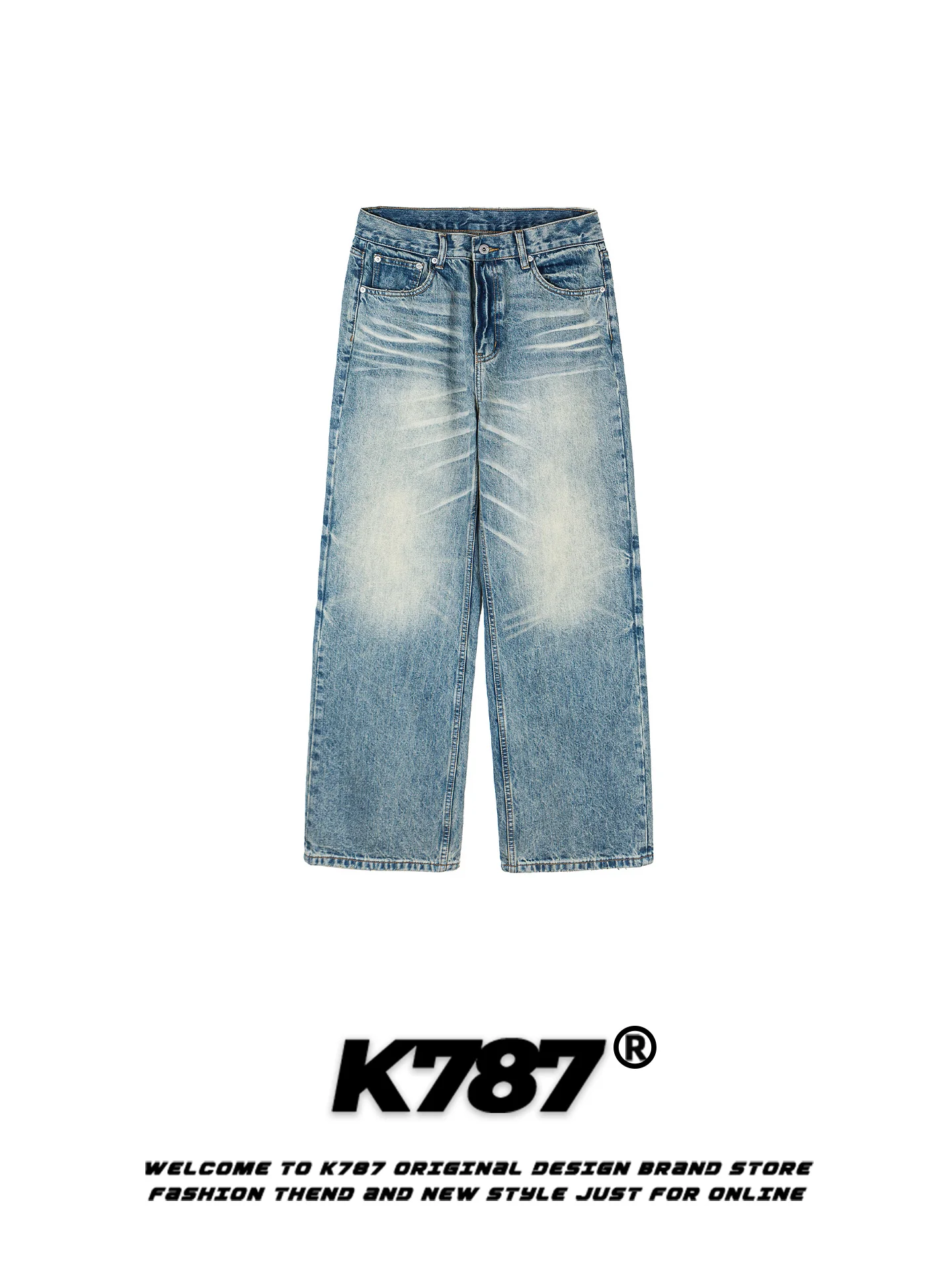 

Джинсы K787 в американском ретро-стиле, унисекс, свободного кроя, с высокой талией, прямые, модные, широкие, длинные, белые, из денима.