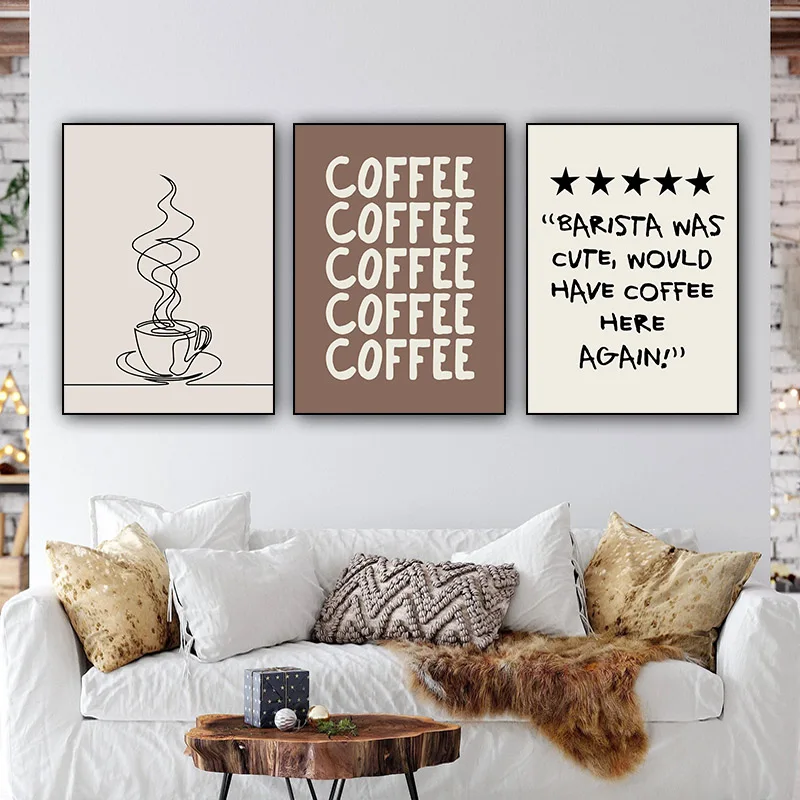 Minimal Coffee Cup Line Art Skeleton Coffee Bar Canvas Printing Poster Wall Art Picture for Kitchen Cafe Decor Coffee Lover Gift