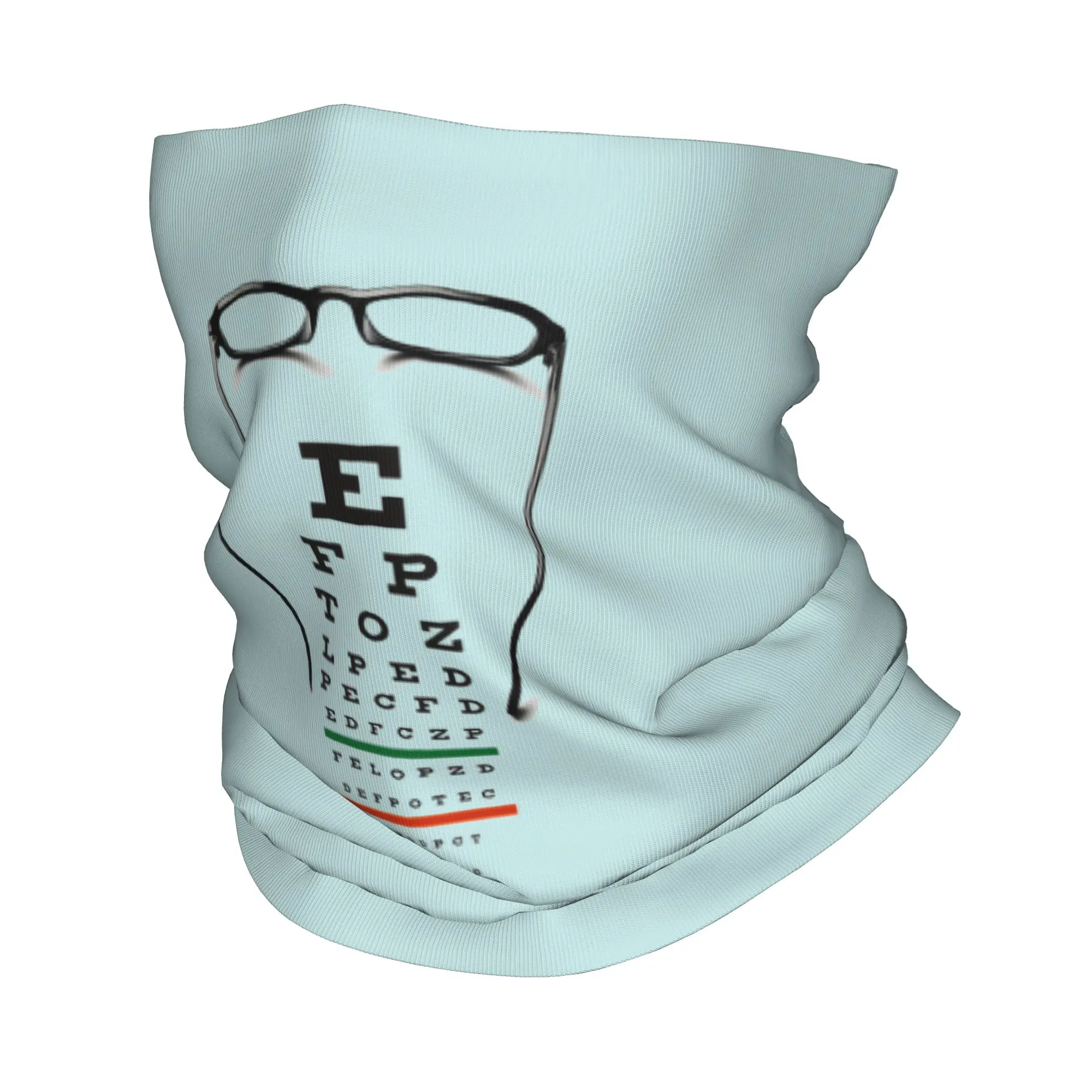 

Custom Snellen Chart Eye Test Bandana Winter Neck Warmer Men Windproof Wrap Face Scarf for Ski Optician Optometrist Gaiter