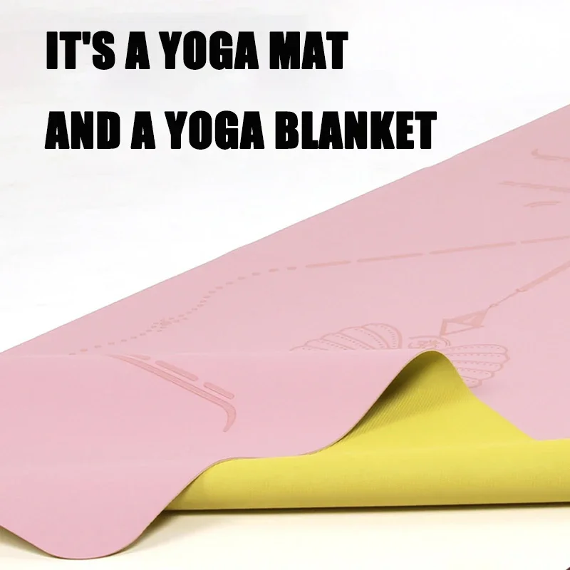 Yoga Mat, Ultra-thin PU Natural Rubber Fitness Mat, Portable Foldable Towel, Dry and Wet, Non Slip, Multi-purpose for Women