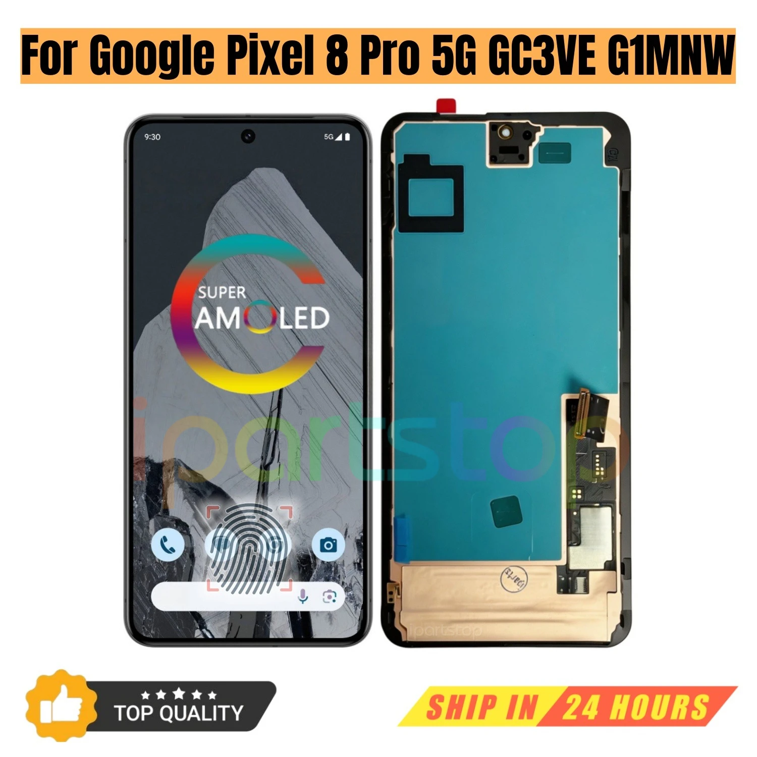 iparts-replacement-display-for-google-pixel-8-pro-5g-gc3ve-g1mnw-oled-touch-screen-with-front-frame-assembly-support-fingerprint