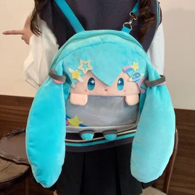 جديد لطيف فوفو هاتسون ميكو أنيمي ميكو سعة كبيرة حقيبة بنقوش كرتونية أفخم كبير الفم على ظهره Kawaii واحد الكتف حقيبة كروسبودي #4