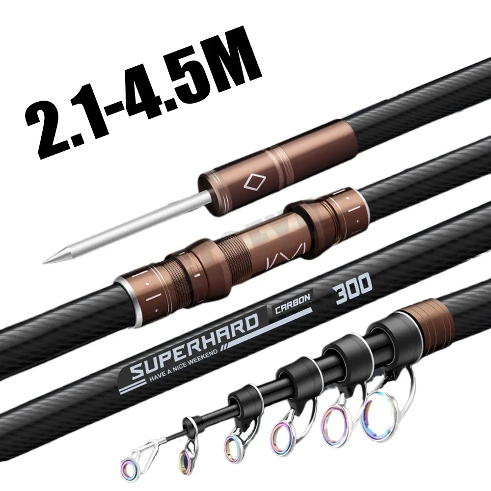

2.1M 2.7M 3.6M 4.2M 4.5M Telescopic Fishing Rod Carbon Travel Surf Rod Spinning Power Lure Throwing Surfcasting Baitcasting Pole