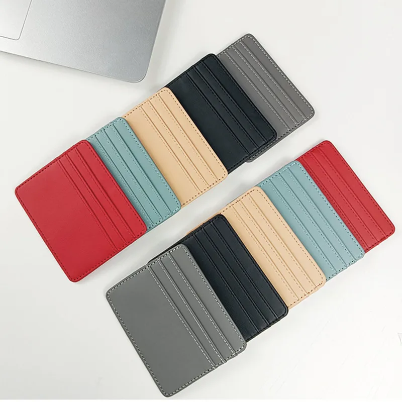 1Pc Pu Leather ID Card Holder Candy Color Bank Credit Card Box Multi Slot Slim Card Case Wallet Women Men Business Card Cover