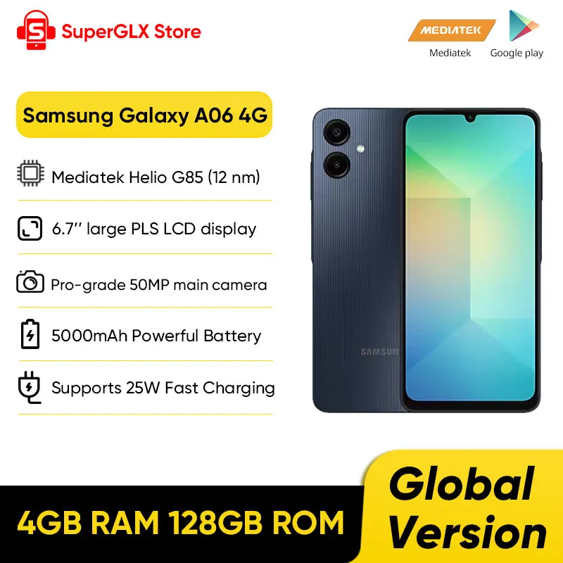 Глобальная версия Samsung Galaxy A06 4G смартфон Mediatek Helio G85 6,7 Глобальная версия Samsung Galaxy A06 4G смартфон Mediatek Helio G85 6,7