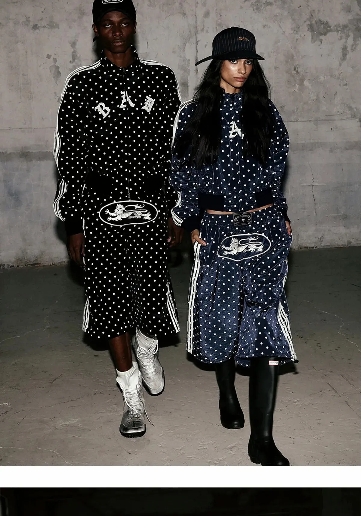 

Badblood BCAC series polka dot printed casual sports shorts for women, American retro loose wide leg shorts