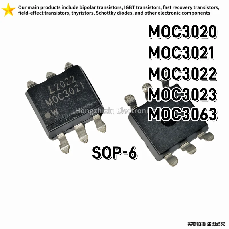 10PCS Black MOC3020 MOC3021 MOC3022 MOC3023 MOC3063 Surface Mount SOP-6 Thyristor Optocoupler