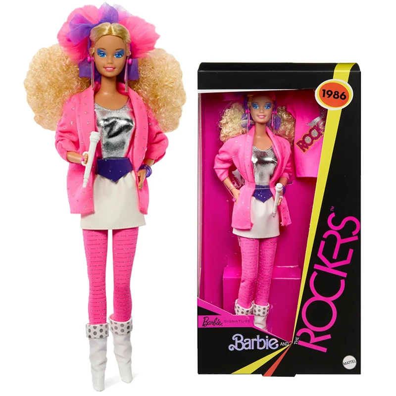 Muñeca Barbie Signature original y conjunto The Rockers Outfit 1986, colección de 40.º aniversario, juguetes para niñas, accesorios para exhibición