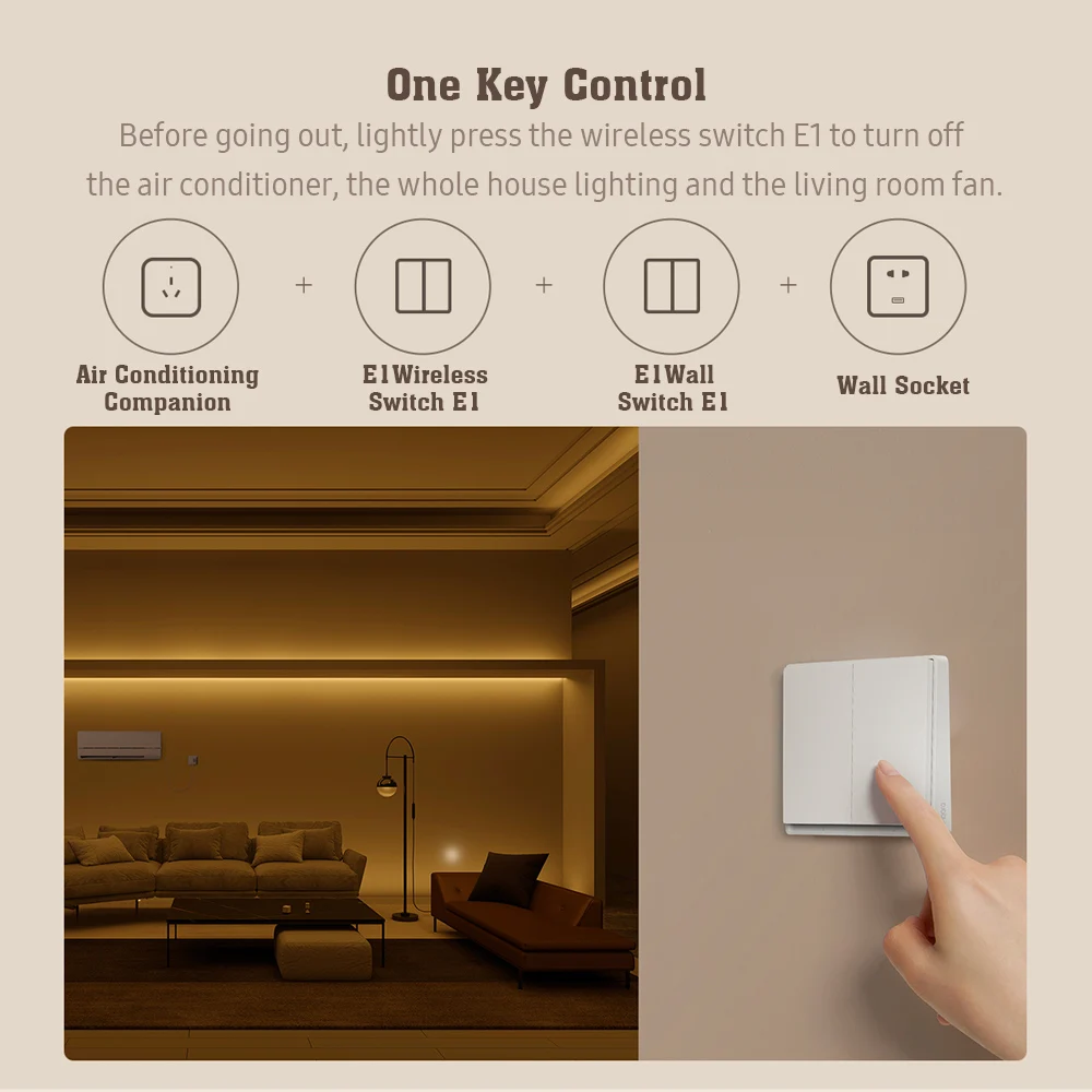 Aqara E1 Wireless Switch Zigbee Smart Wall Switch Smart Dual Control One Key Control Extreme Single-click Mode 2 Years Long Batt