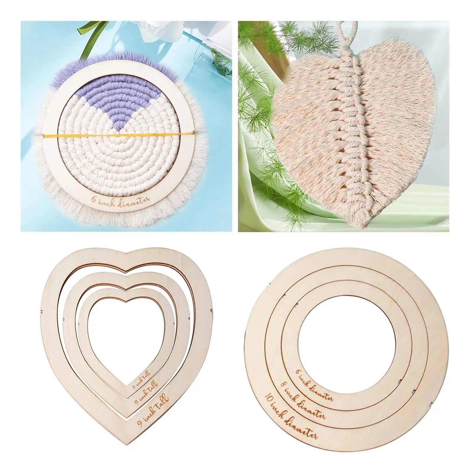 Moldes de corte de macramé, herramientas de medición de madera para hacer manualidades DIY, juego de moldes, plantilla de tarjeta de regalo de boda, 3 piezas