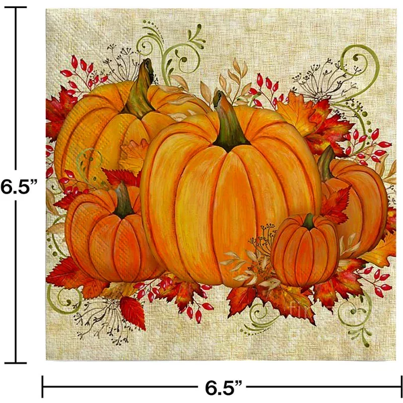 Fragrance Free Tissue Paper Festive Halloween Party Pumpkin Colourful Food Grade Printed Tissue Paper 33 Napkins 10/20pcs