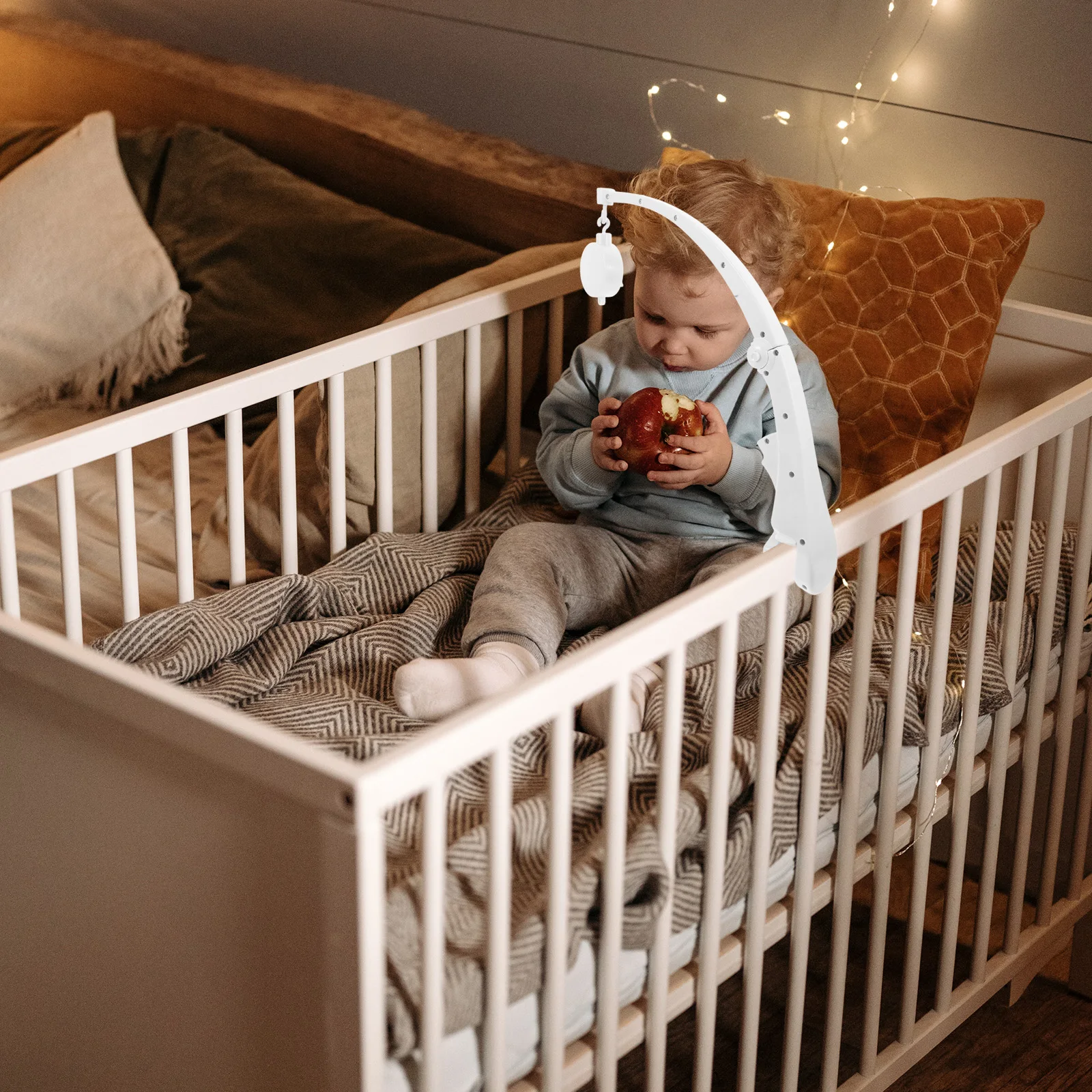 

Multifunctional Mobile Arm Bed Bell Rattles Bracket Foldable Adjustable Baby Bed Hanging Stand Nursery Spinner Bassinet