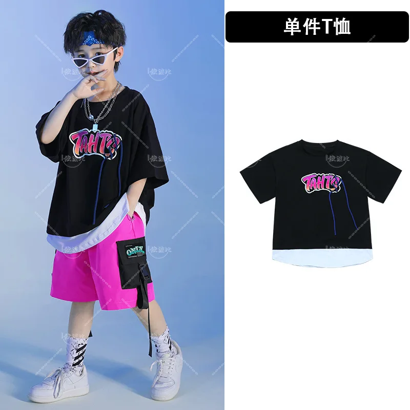 Ropa de baile de salón para niños, disfraces de Hip Hop, Ropa de baile callejero, Ropa de baile de Jazz para niñas y niños, traje de escenario, camiseta, pantalones cortos