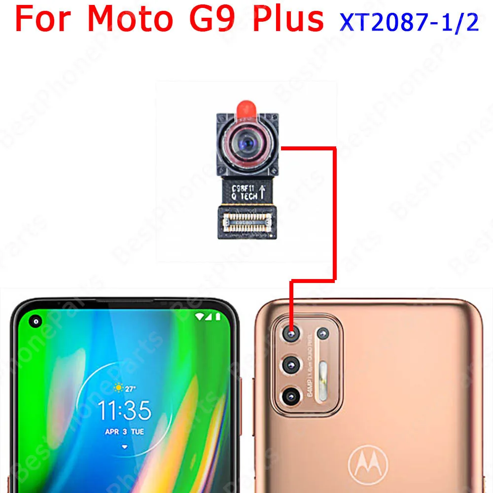 Front Backside Rear Camera For Motorola Moto G9 Play G9 Plus Power Back View Selfie Facing Camera Module Replacement Flex Cable