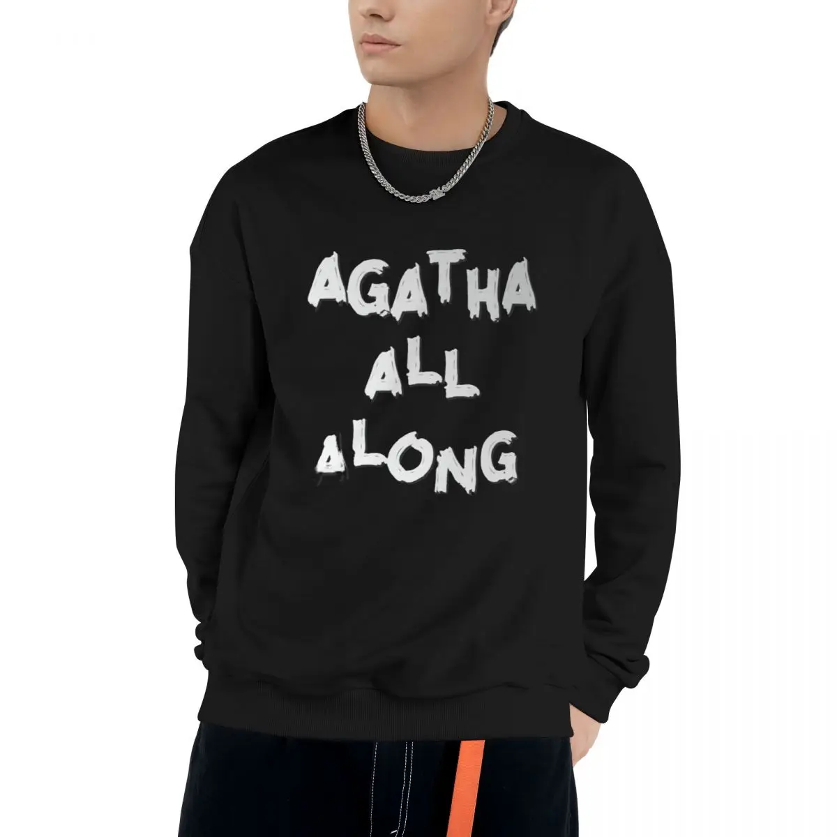 Agatha All Along 2024 New Spring and Autumn Cotton Blend Sweatshirt Casual Sport Design Round Neck Pullover