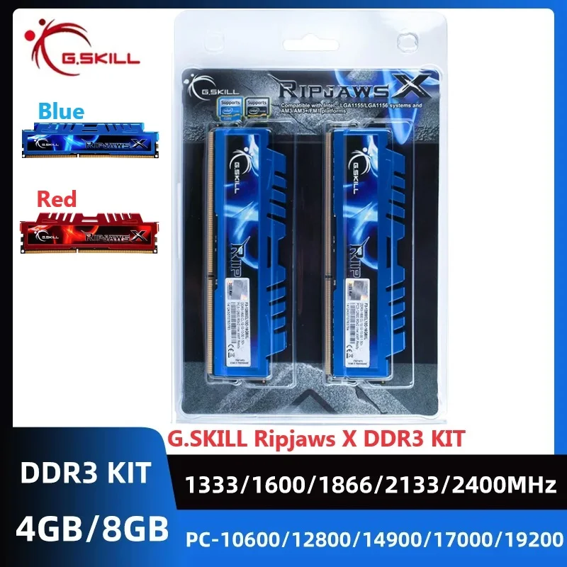 G.SKILL Ripjaws X DDR3 8GB (2x4GB) 16GB (2x8GB) Kit RAM 1333MHz 1600MHz 1866MHz 2133MHz 2400MHz DIMM 240Pin For Desktop Memoria