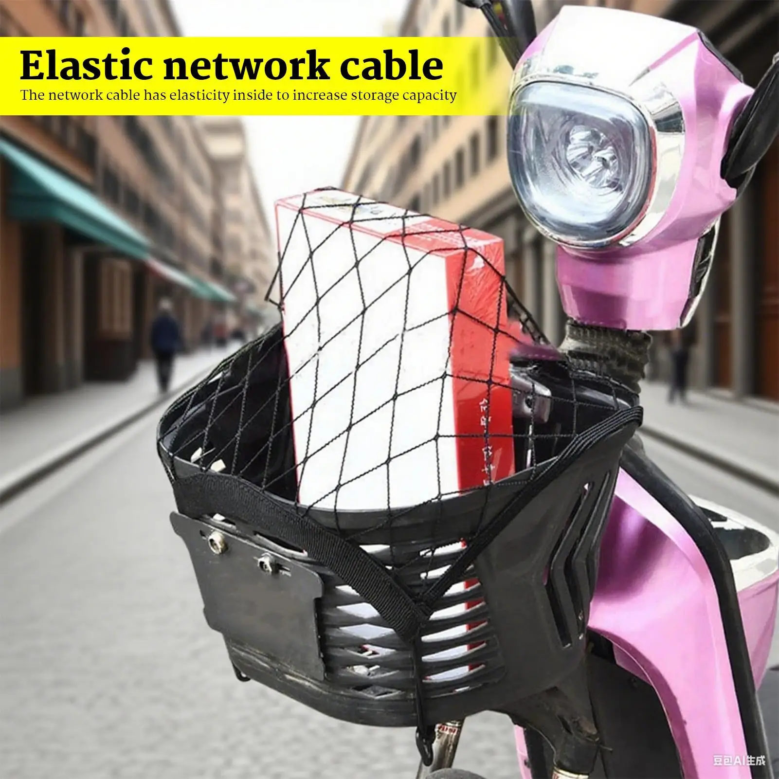 

Motorcycle Cargo Net Stretchable High Elastic Double-layer Motorcycle Net For Helmet Storage with 4 Hooks And Screws Luggage Net