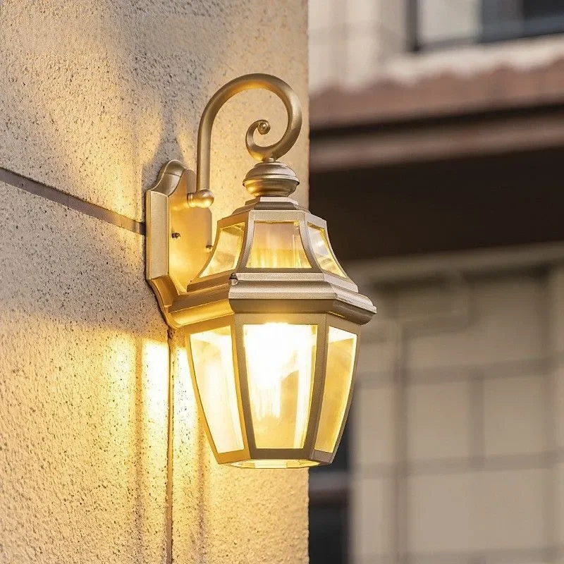 Outdoor wall lamp waterproof European outdoor balcony villa landscape garden terrace gate courtyard golden exterior wall wall wa