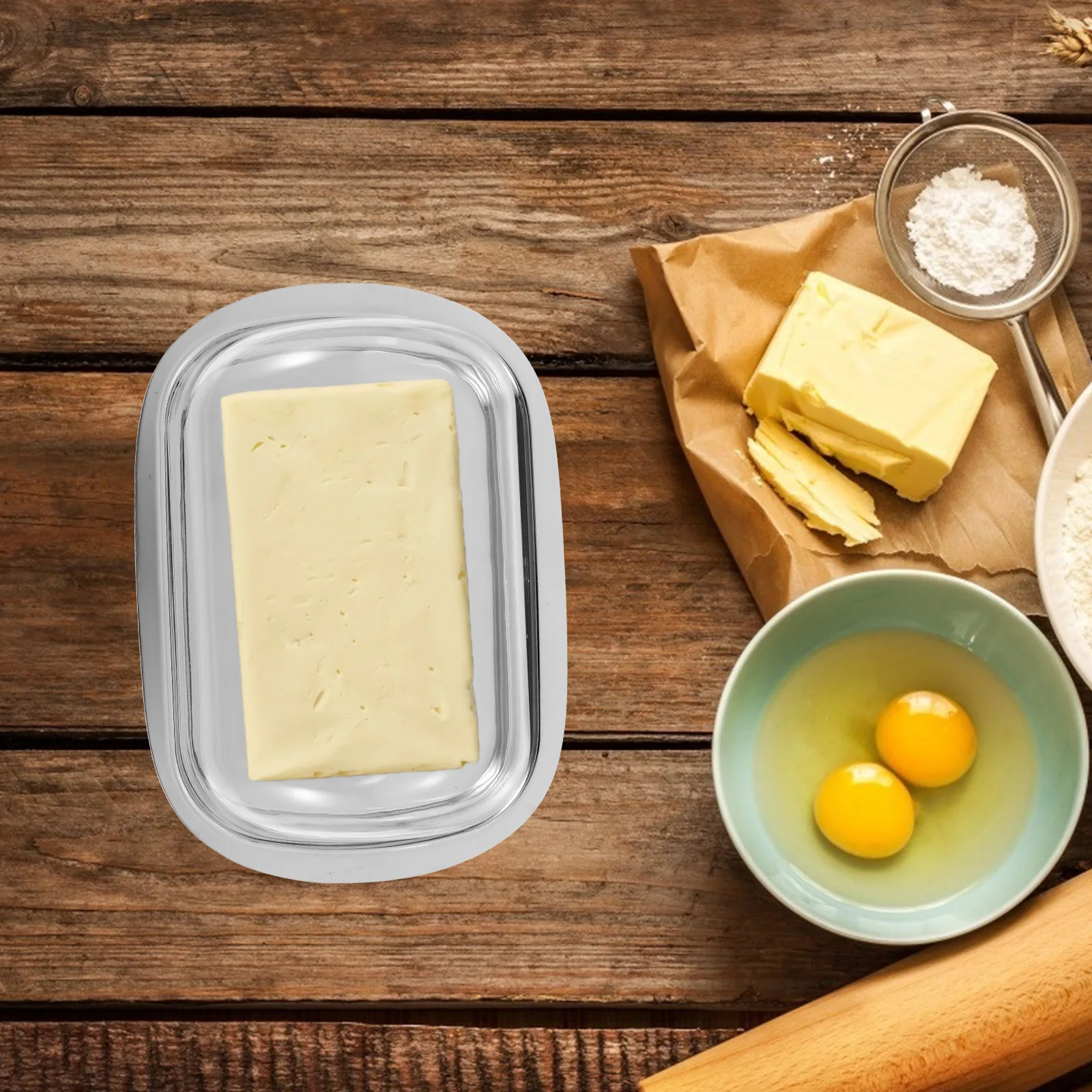 

Stainless Steel Butter Holder with Plastic Lid Fresh Keeping Butter Storage Box for Kitchen Use Ideal Gift for Cooks