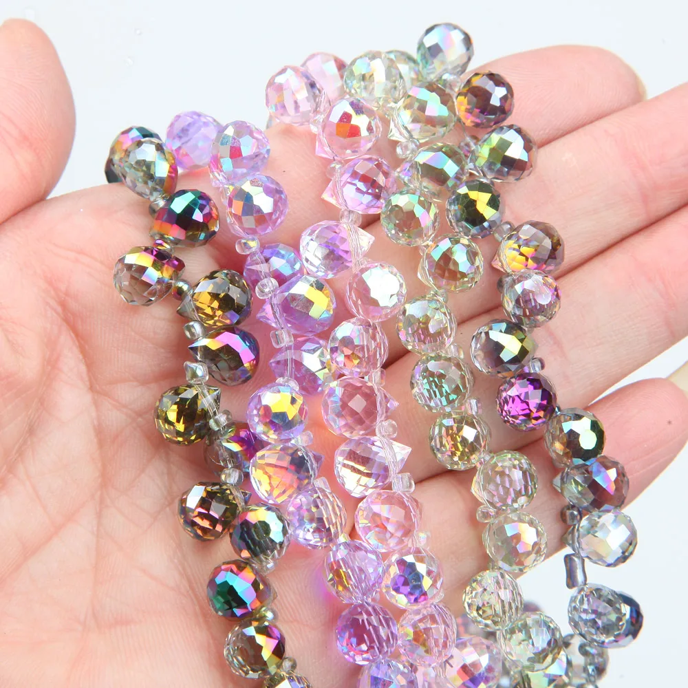 20PCS 8*10mm Faceted Shine Droplet Shape Glass Crystal Necklace Pendant Charms for Jewelry Making Bracelets Diy Accessories