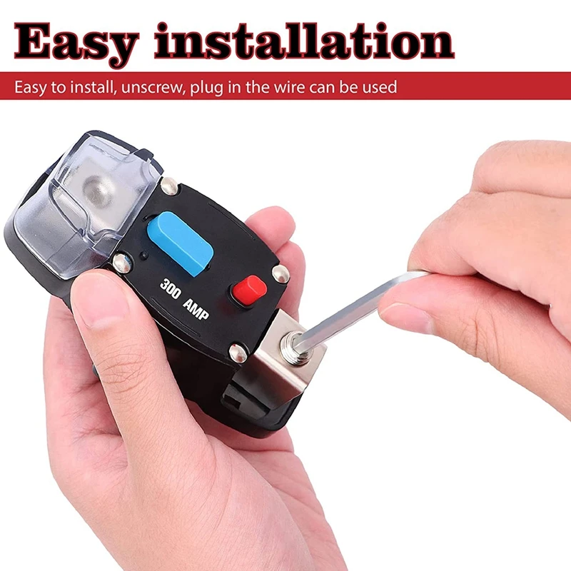 ●12-48V DC 300 Amp Circuit Breaker with Manual Reset, 0-8 Gauge Trolling Car Stereo Audio Inline Fuse for Car Rv Marine
