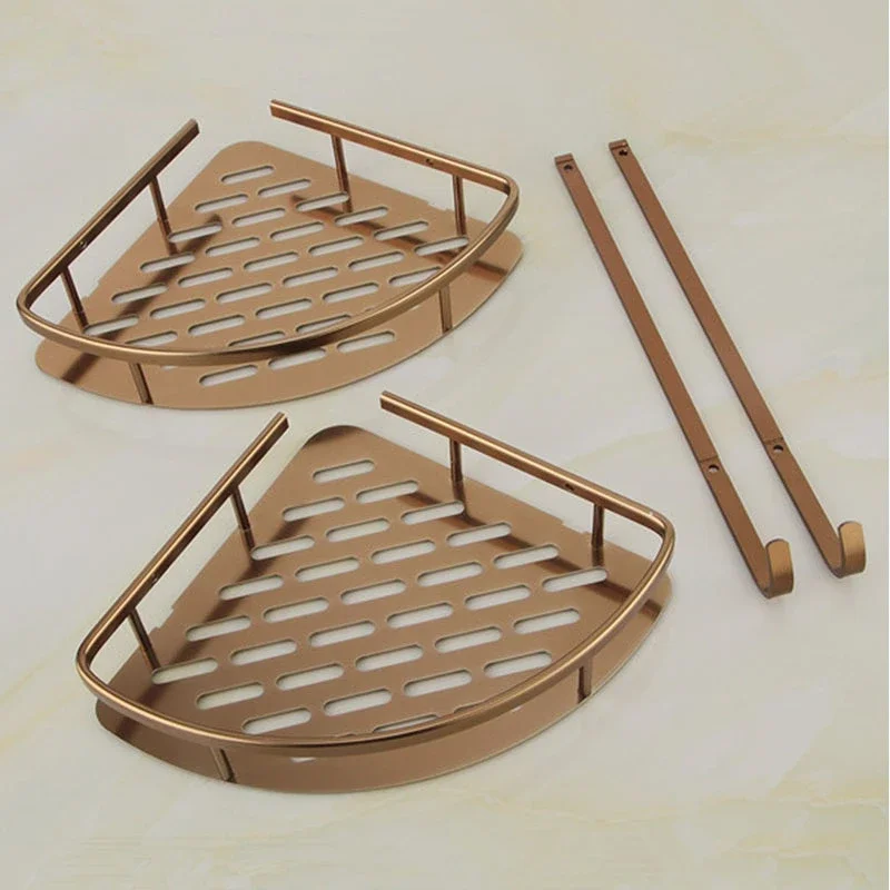 Antique Bronze Corner Basket Shelf Brushed Space aluminum Bathroom Accessories Product 2 Layers