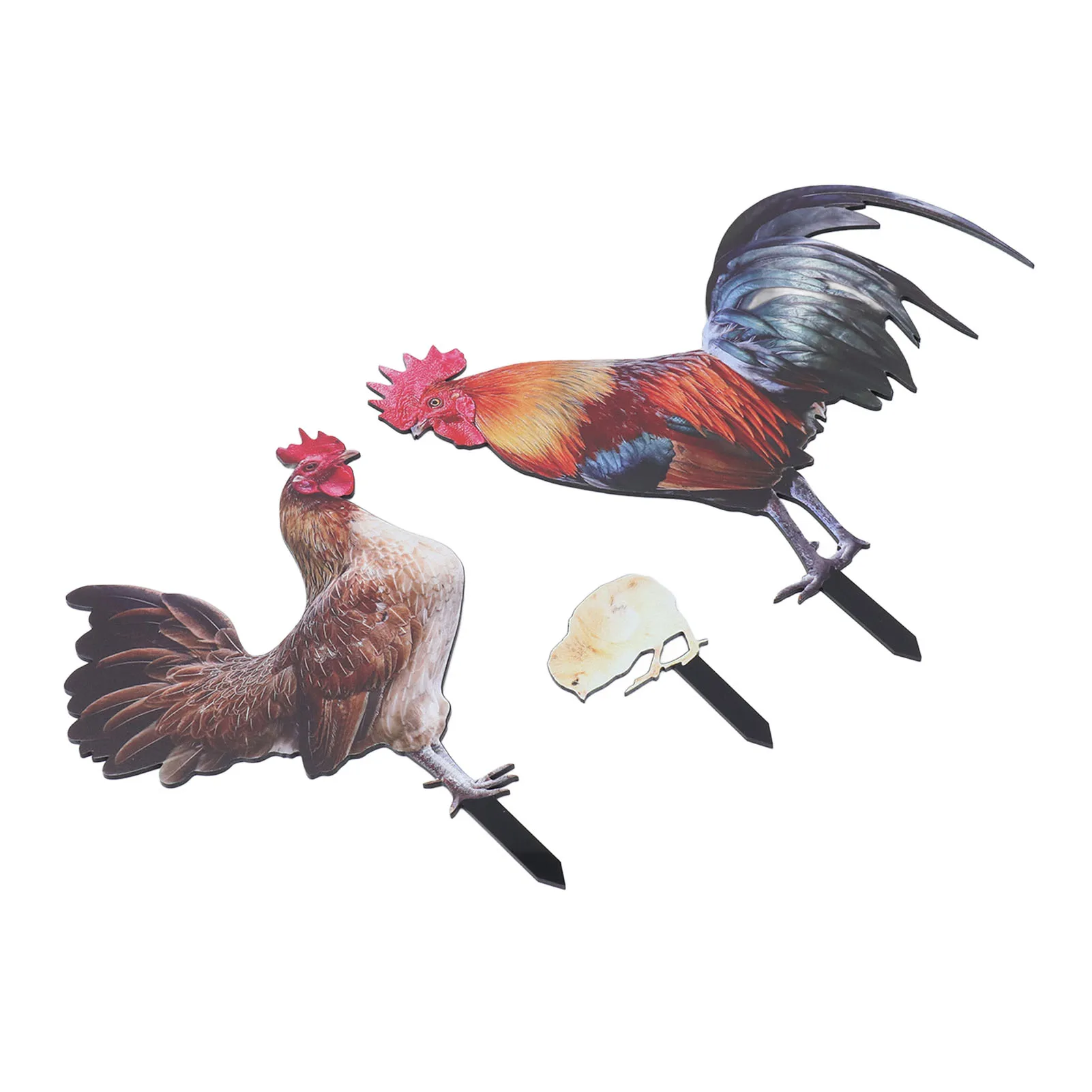 Chicken Garden Stake Acrylic Multipurpose Simulation Rooster Hen Chick Ground Plug Hand Crafted for Backyards for Gardens