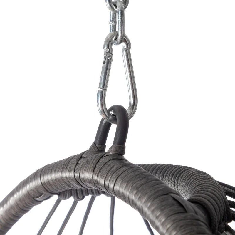 

Outdoor Wicker Rattan Swing Chair Hammock chair Hanging Chair with Aluminum Frame and Grey Cushion Without Stand 265LBS Capacity