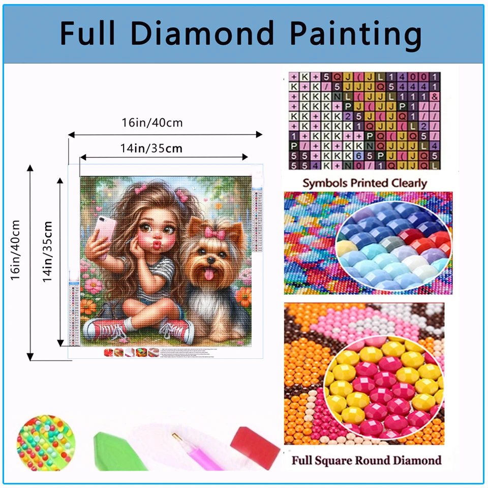 5D DIY Diamond Painting Art New Arrival Cute Girl Boy Mosaic Embroidery Kit Rhinestone Animals Pet Dog Cross Stitch Home Decor view 3