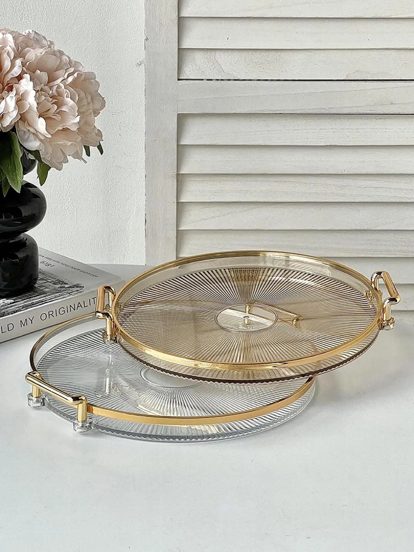 Round Storage Tray Home Living Room Coffee Table Tea Cup Storage Plate Acrylic Tray Aromatherapy Organizer Tray Home Decor