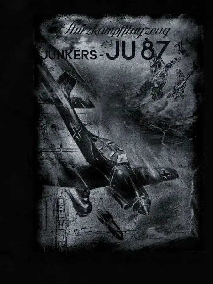 

WWII Luftwaffe Plane Junkers Ju 87 Stuka Flieger T-Shirt 100% Cotton O-Neck Summer Short Sleeve Casual Mens T-shirt Size S-3XL
