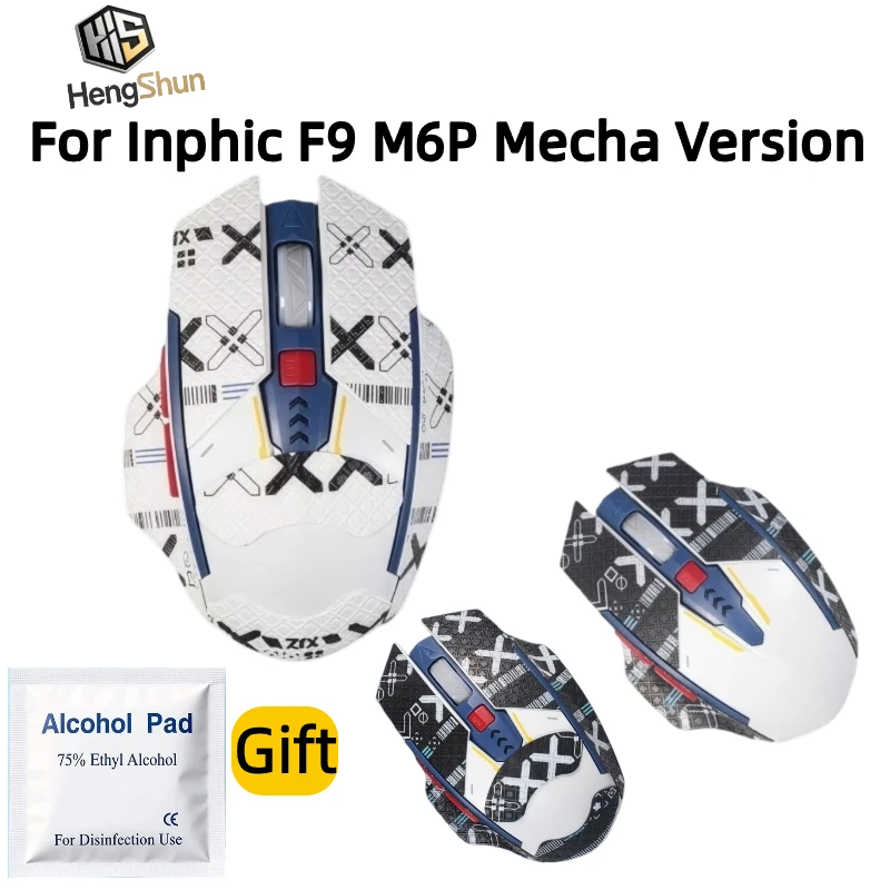 For Inphic F9 M6P Mecha Version Mouse PTFE Mouse Feet & Anti-Slip Grip Tape Sweat Resistant Gaming Stickers With Alcohol Pad