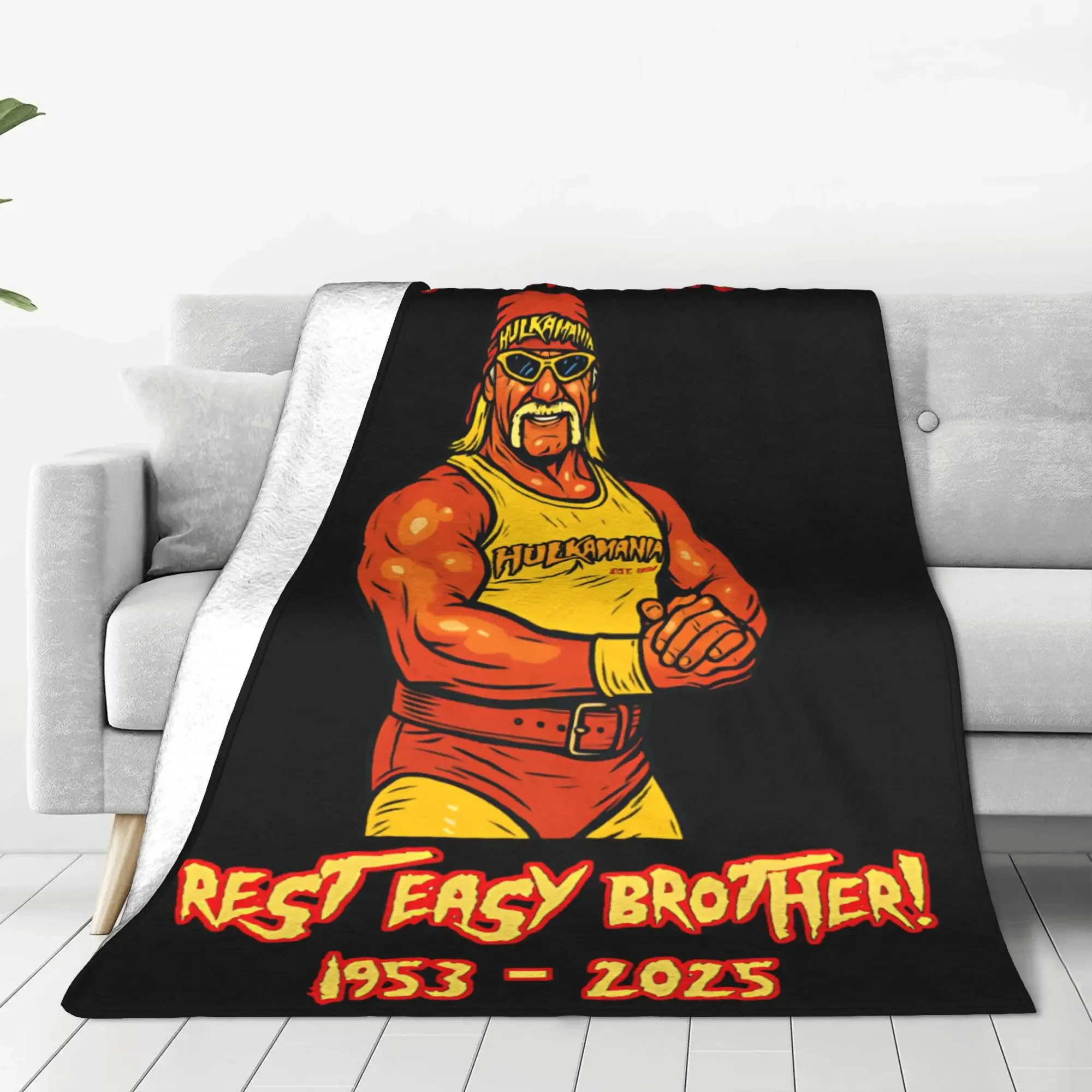 Custom Hulk Hogan Rest Easy Brother 1953-2025 Blankets Quality Warm Soft Throw Blanket Winter Students Couch Chair Pattern Beds