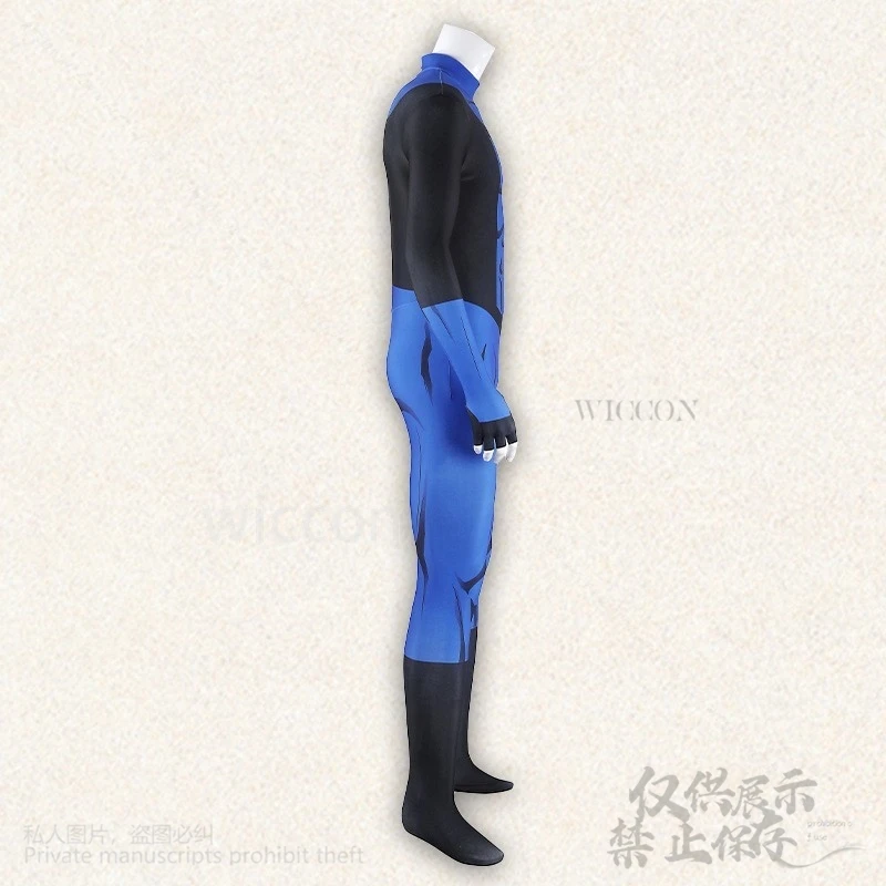 Markgraysonn Invincibeee Cosplay Customized Costume Blue Jumpsuit Bodysuit Battle Uniform Mask Glasses Punk Man Halloween