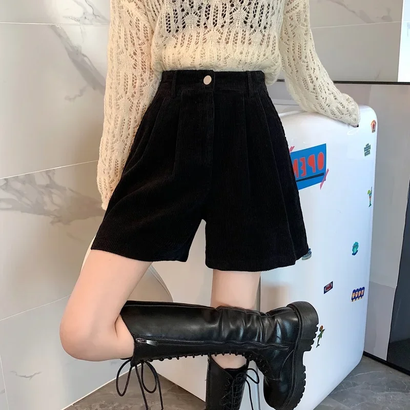 Shorts Women Autumn College Friends Simple Pure Corduroy Arrival Mujer Cozy Design Casual Fashion Basic Feminino Ulzzang A104