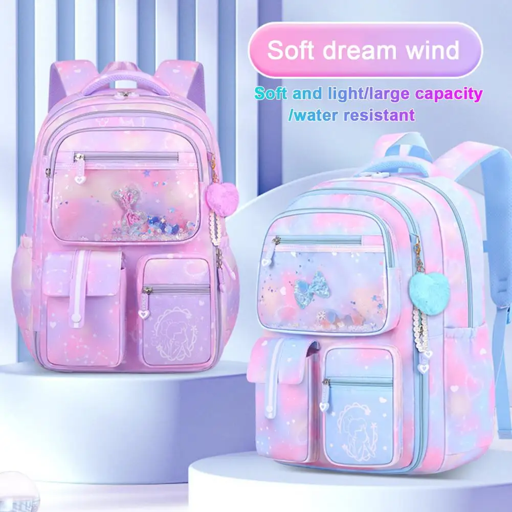 

Cartoon Backpack Colorful Adjustable School Bag with Capacity Breathable Mesh Lining Ideal for Elementary Students Girls