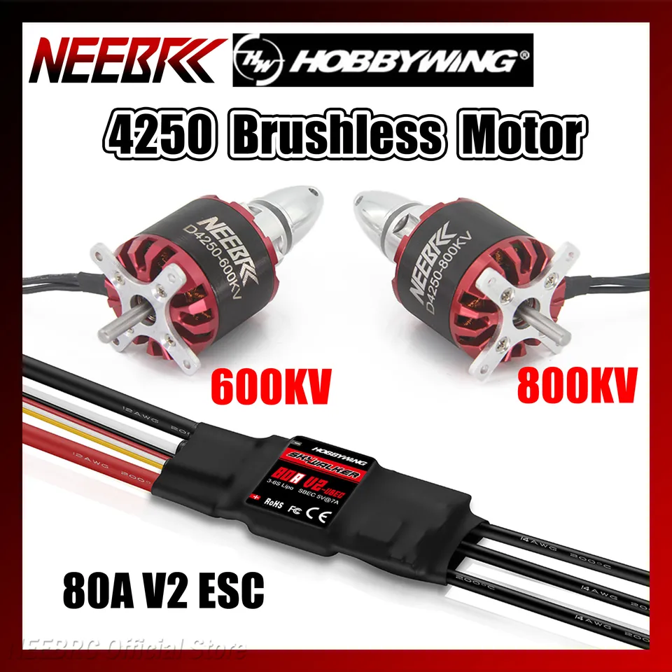 NEEBRC 4250 600KV/800KV ブラシレスモーター 80A ESC 3-7S RC航空機用