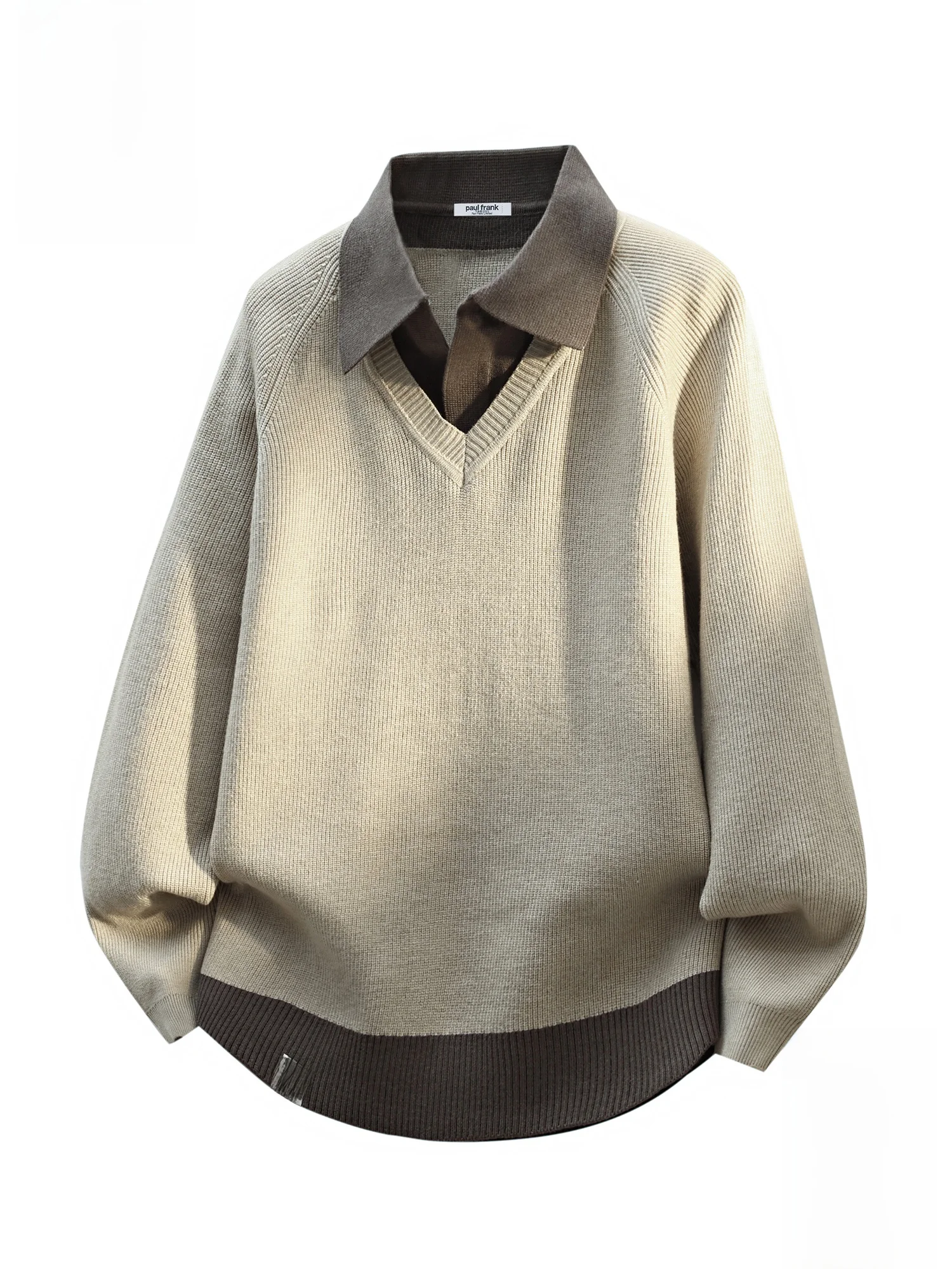 

Мужской вязаный свитер Paul Frank American Style Color Block: осенне-зимний, свободный, теплый, повседневный, модный, из смесового полиэстера